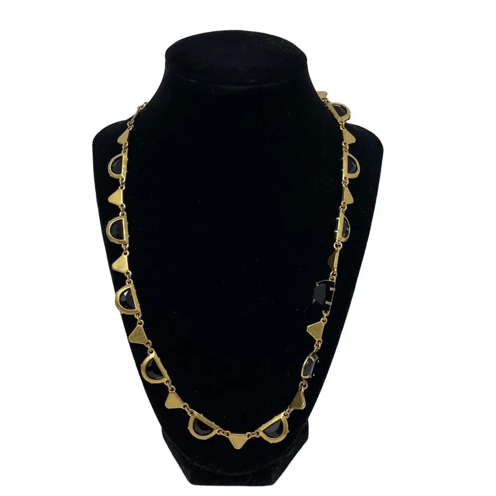 Madewell Woman's Black Gold Triangle Necklace Fashion Jewelry 21" - Picture 3 of 8